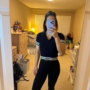 Caroline Constas Navy Knit Top